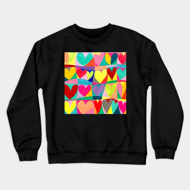 Love Rainbow Hearts Crewneck Sweatshirt by MyCraftyNell